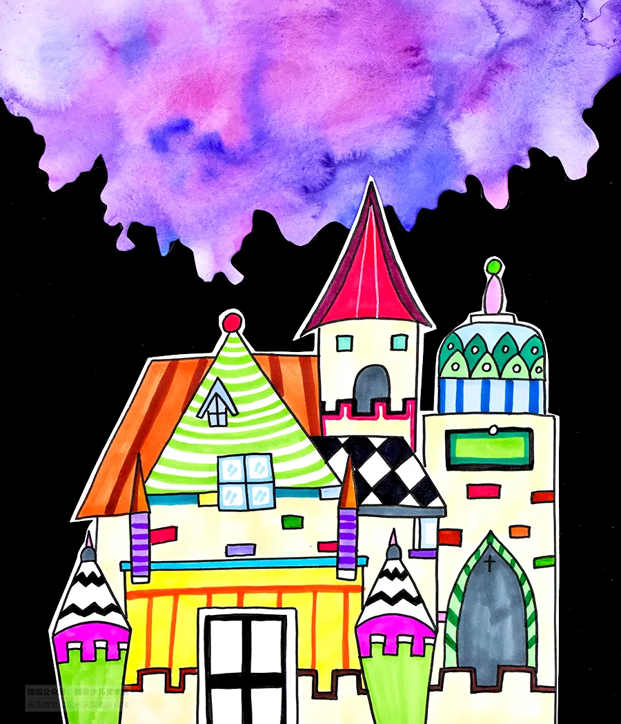 城堡简笔画带颜色（简笔画城堡简单又漂亮）