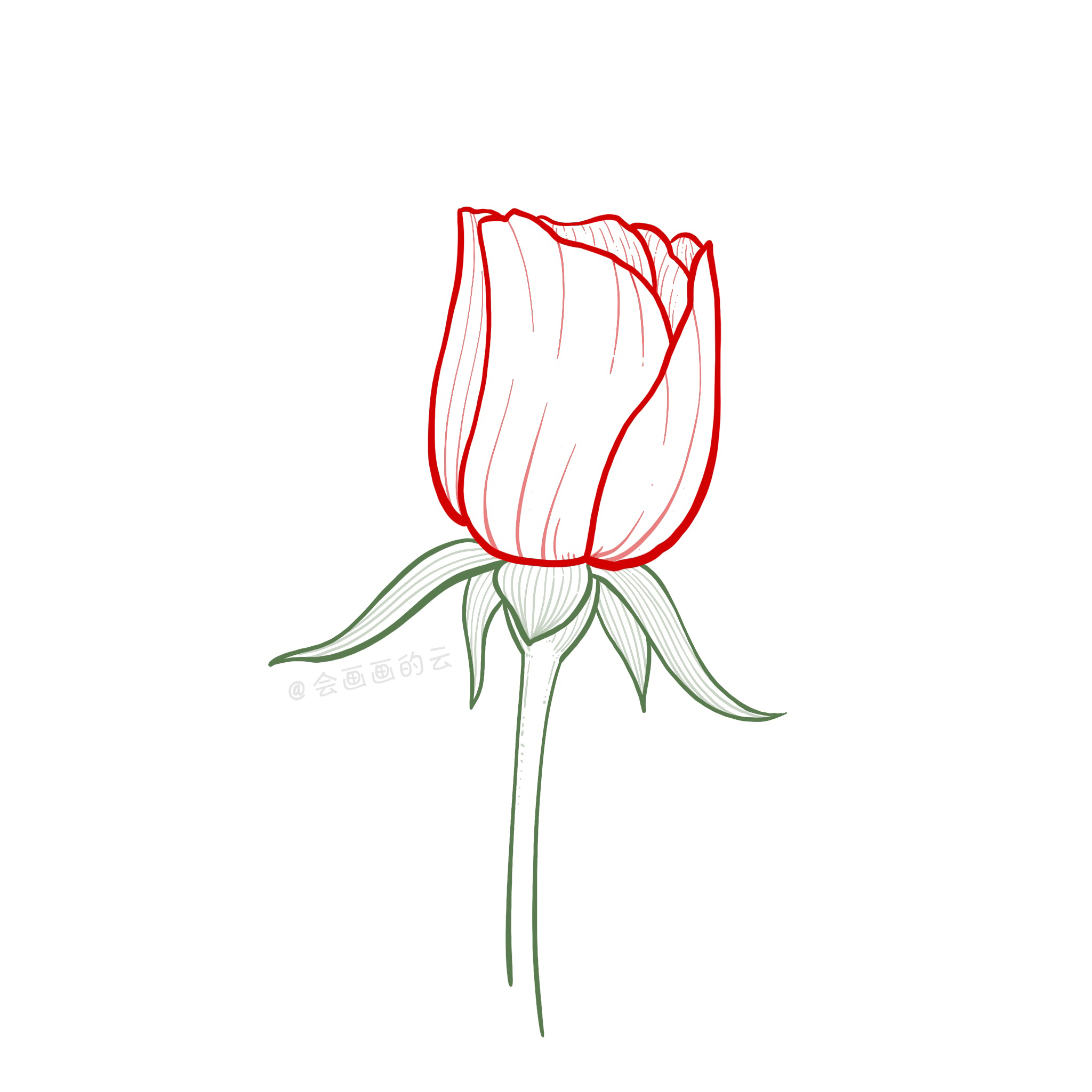 玫瑰花简笔画画法图片步骤（科技感儿童画） - 有点网 - 好手艺