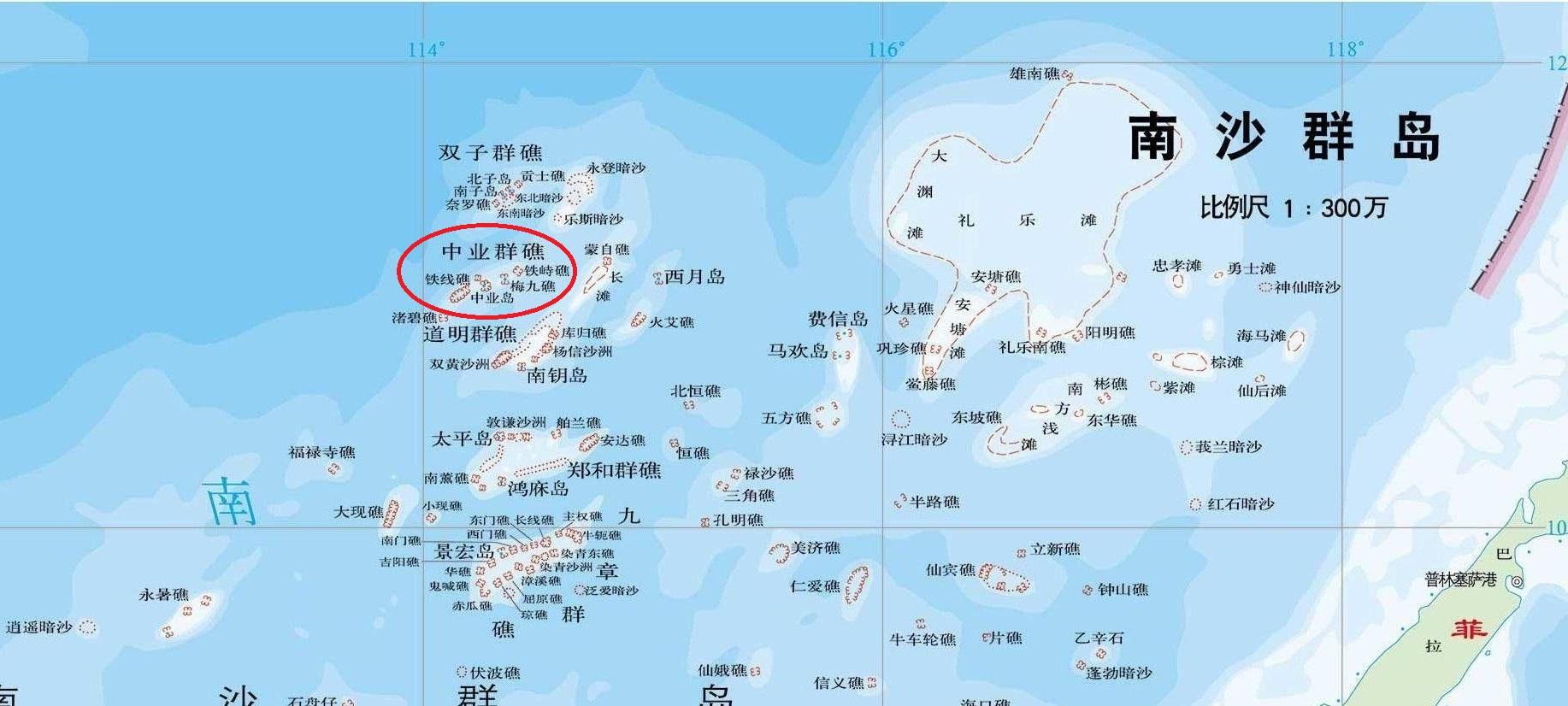 中业岛位置地理图片（南海中业岛地理位置图）
