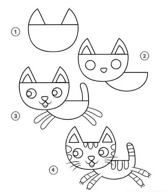 猫怎么画简单又漂亮（9种小猫的简笔画画法）