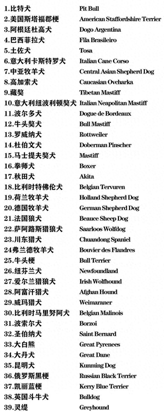 全国各大城市禁养犬种名单（各地城市禁养犬名单全曝光）